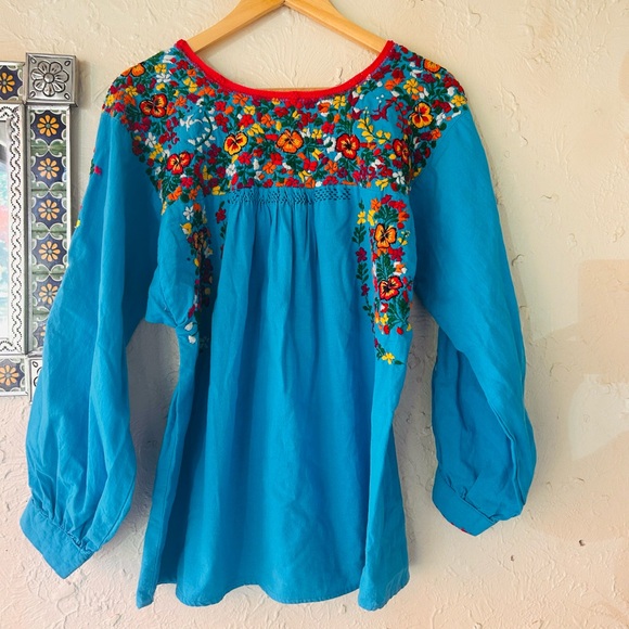 Bohemian Vintage Floral Embroidered Mexican Folk Tunic ✨ size Large 10/12 - Picture 6 of 8